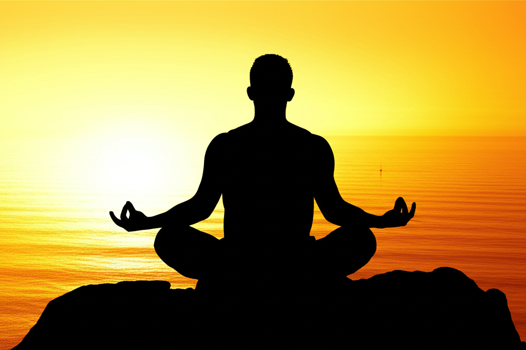 Meditating at sunrise